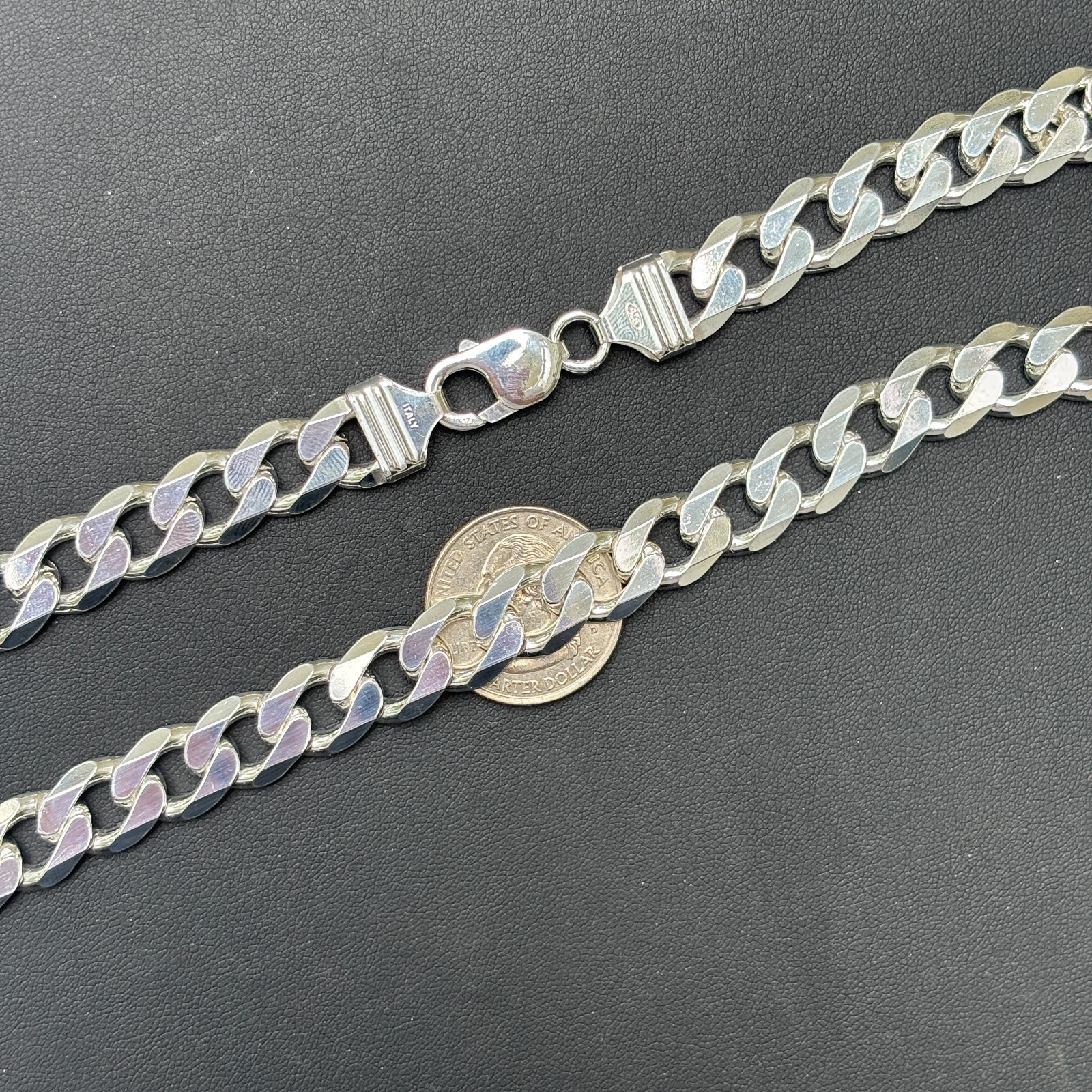 12mm Curb Link Chain – Real Solid 925 Sterling Silver Or 14k Gold Vermeil ITALY