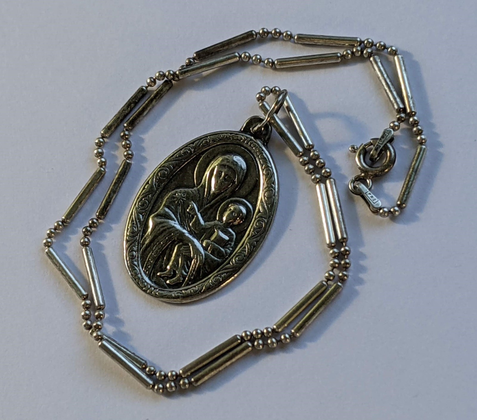 Orthodox icon amulet “Mother of God”, chain 40 cm. 925 silver. Weight 7.15 g.