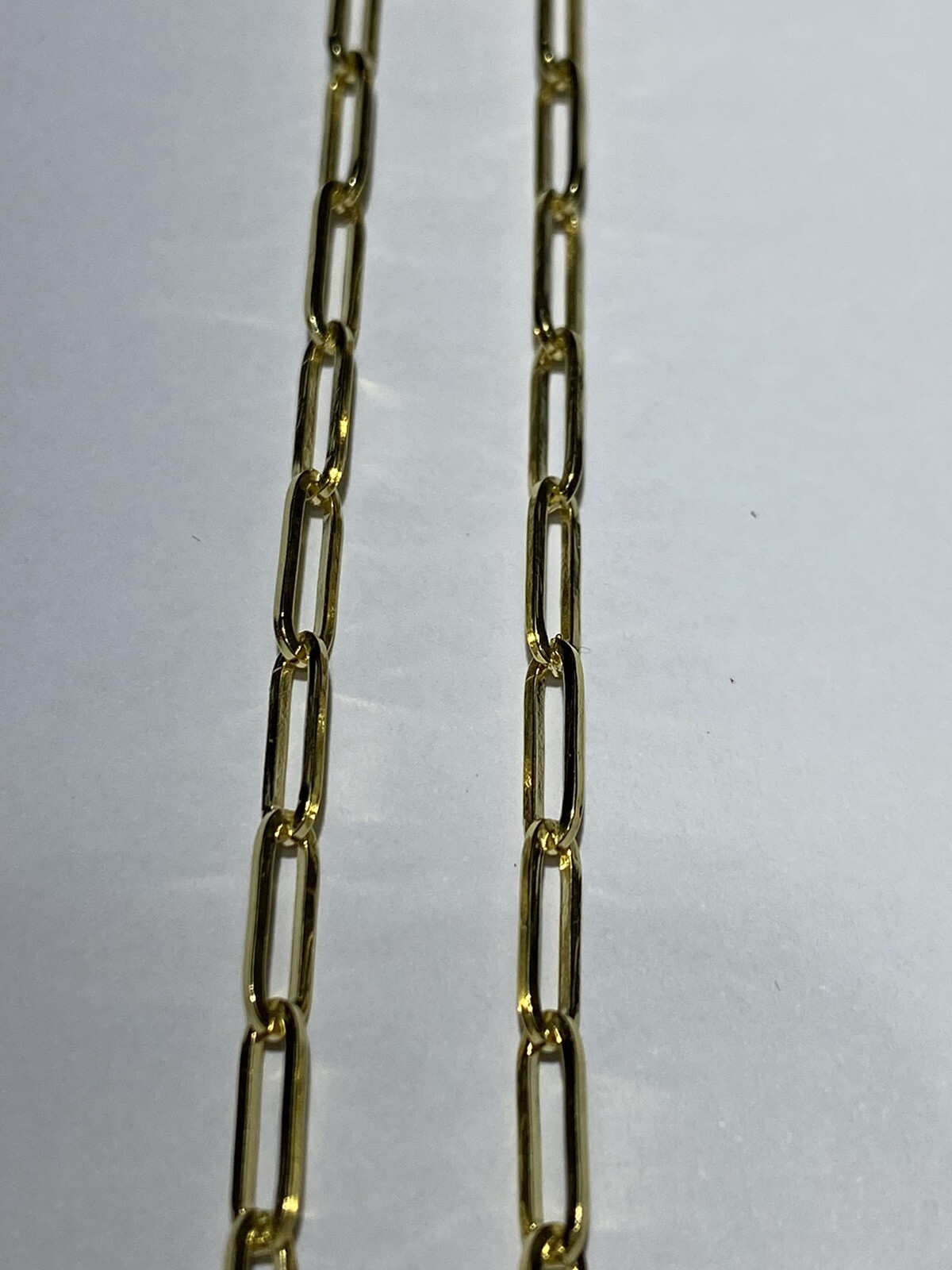 14K Solid Yellow Gold 3 mm Paperclip Chain Link Layer Thin Necklace Bracelet
