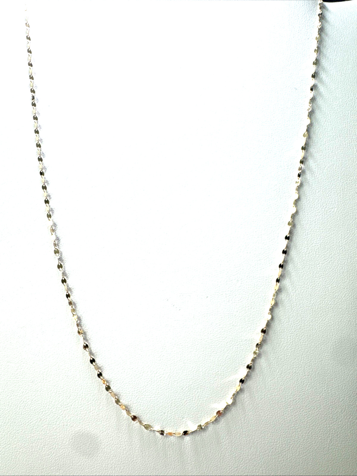 10K Yellow Gold Mirror Link Chain 20″ 2mm Italy Sparkle Fancy Link NWOT