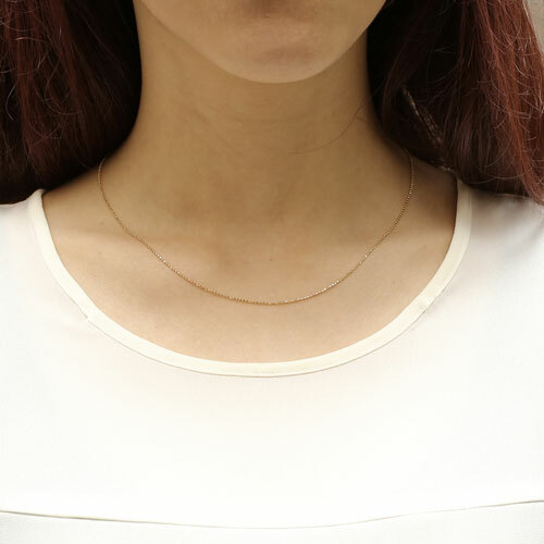 18K Solid Yellow Gold 0.9mm 8-sided Ball Chain Necklace Adjustable 17.75″ Japan