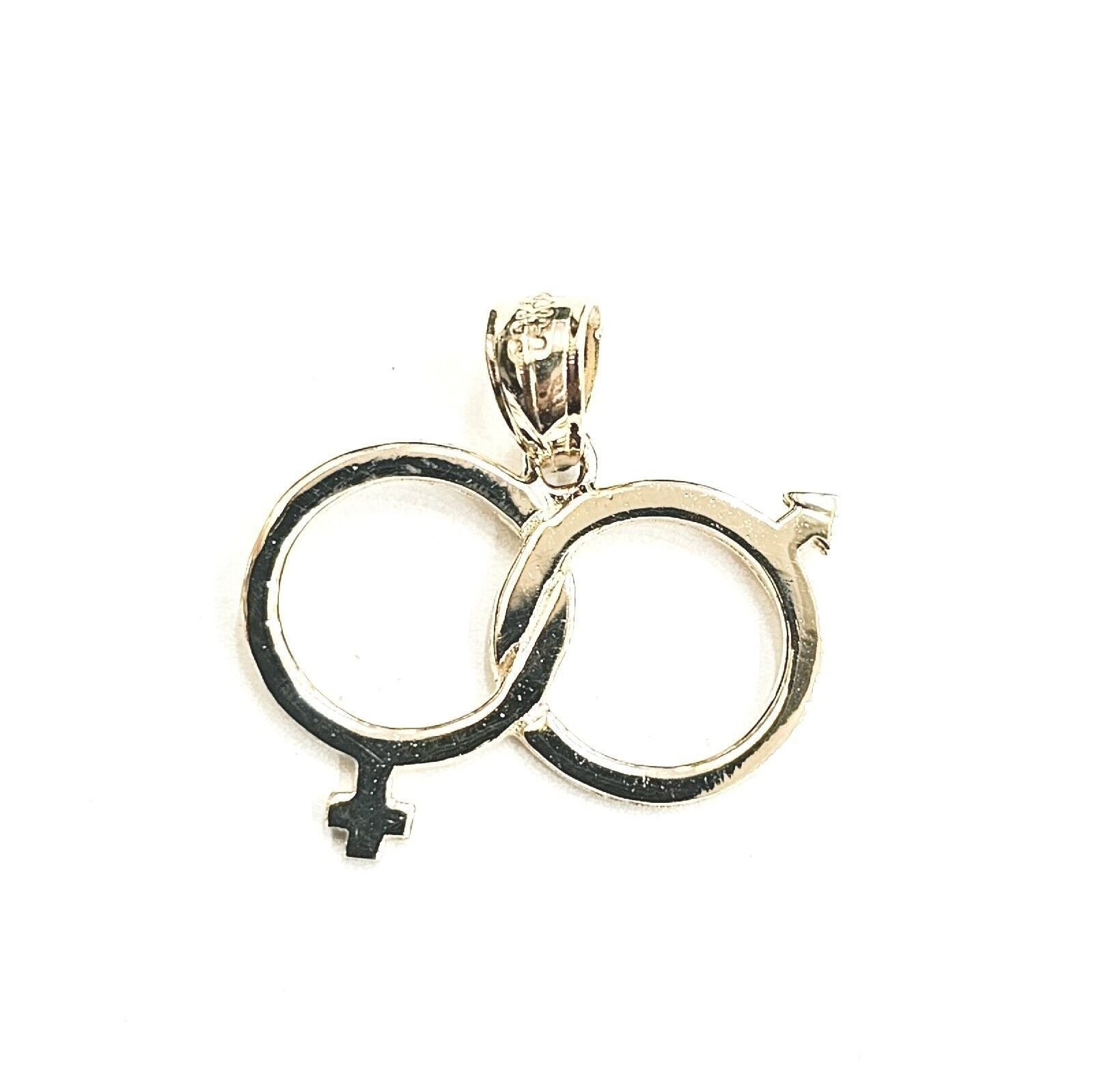14k yellow Gold male female gender sign symbol Pendant charm fine jewelry 1.4g