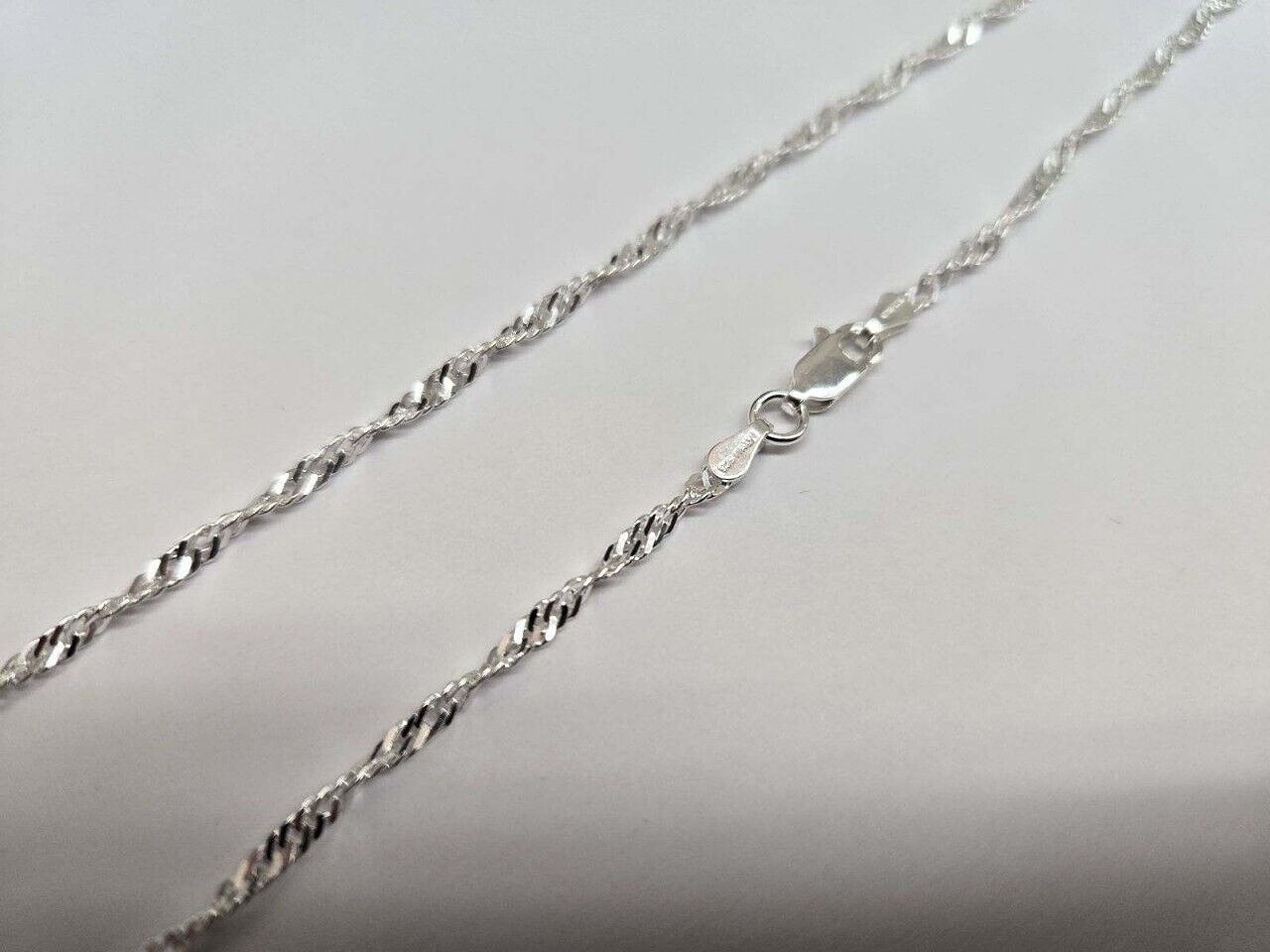 925 Sterling Silver Twisted Bead and Snake Chain Bracelet 3mm 7 Inch Long