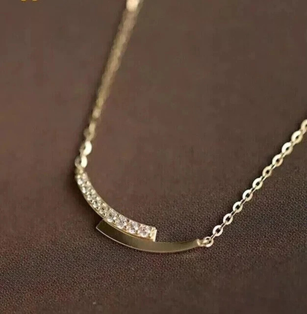 Lab Created Diamond 1Ct Round Cut 14K Yellow Gold Plated Women’s Beauty Necklace