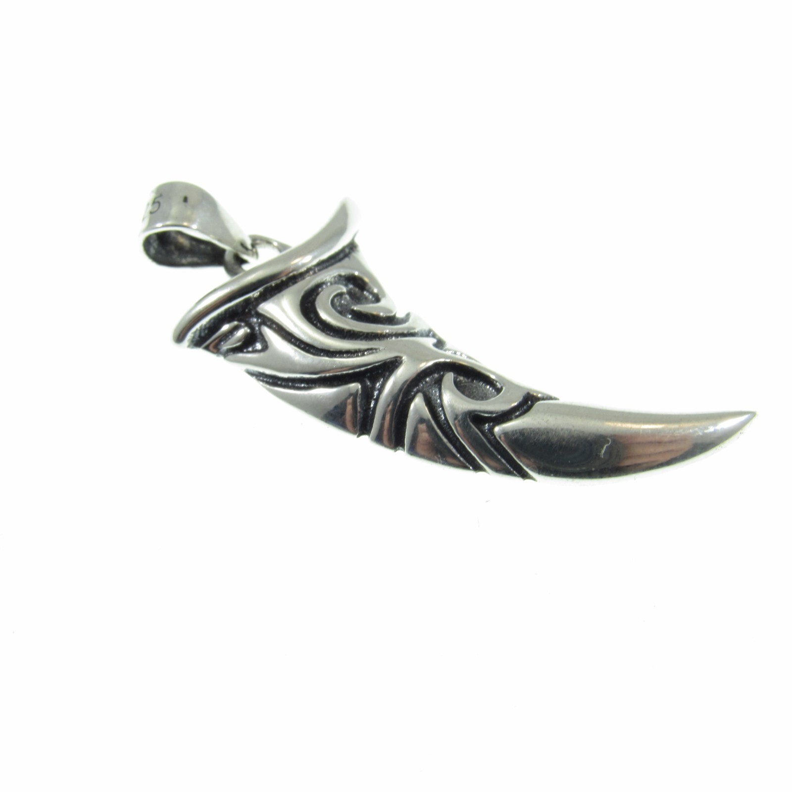 Solid 925 Sterling Silver Tribal Tooth Sabertooth Pendant – Wolf Fang Charm