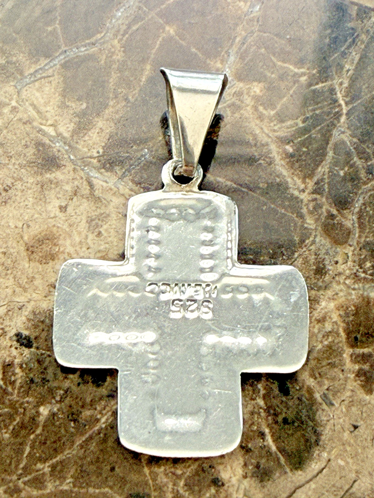 Vintage Mexico 925 Sterling Silver Textured Cross Pendant Artisan