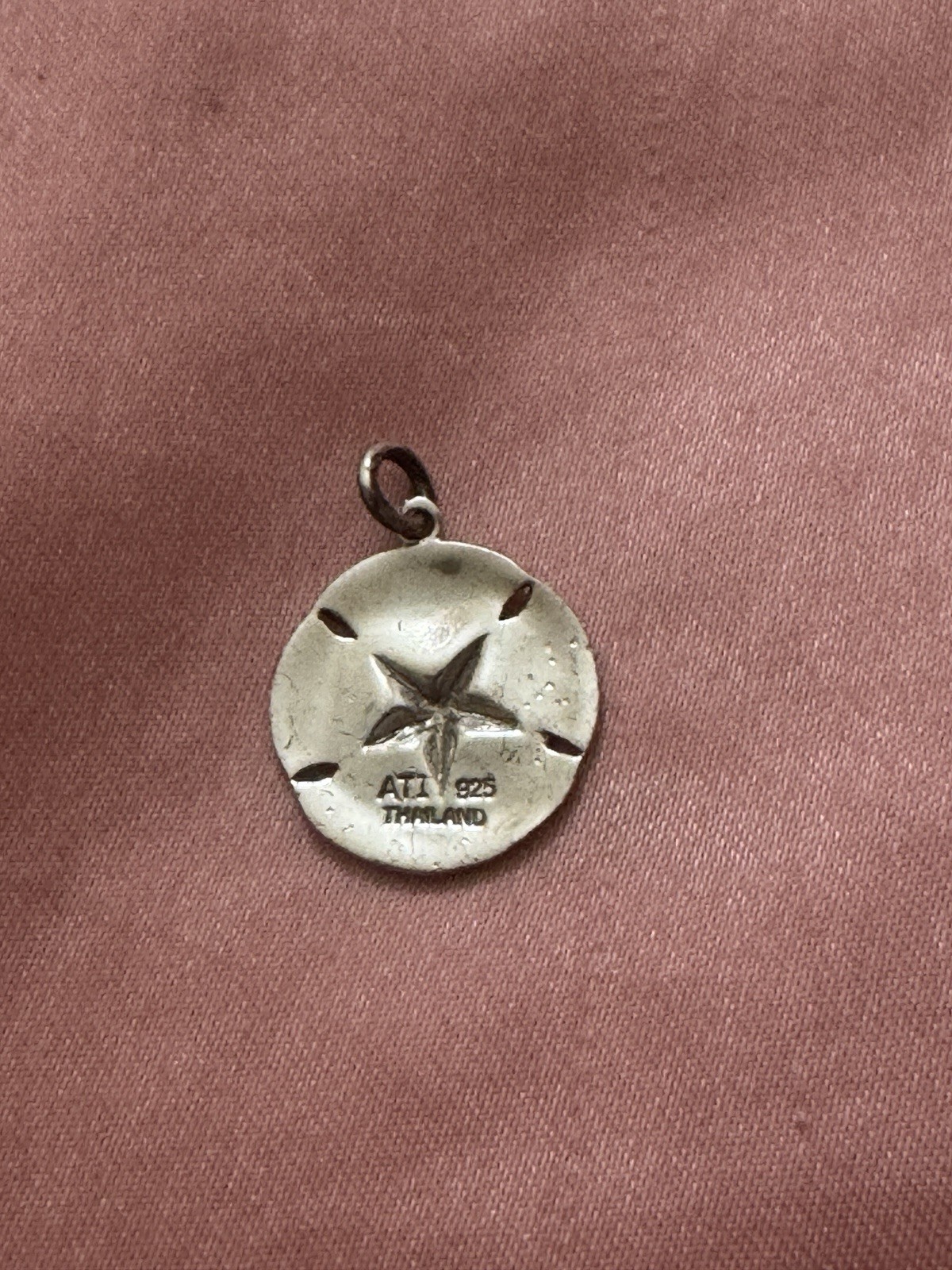 925 Sterling Silver Sand Dollar Round Star Disc Charm Pendant ATI Signed