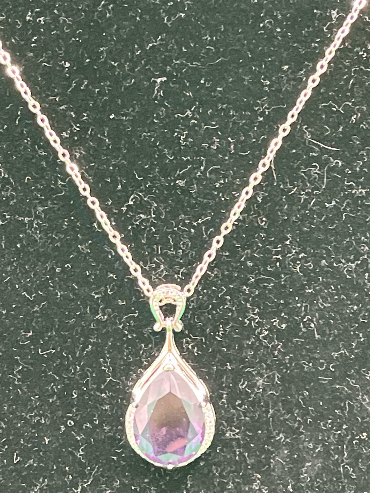 925 Silver Chain 18k White Gold Amithyst 16 In Chain