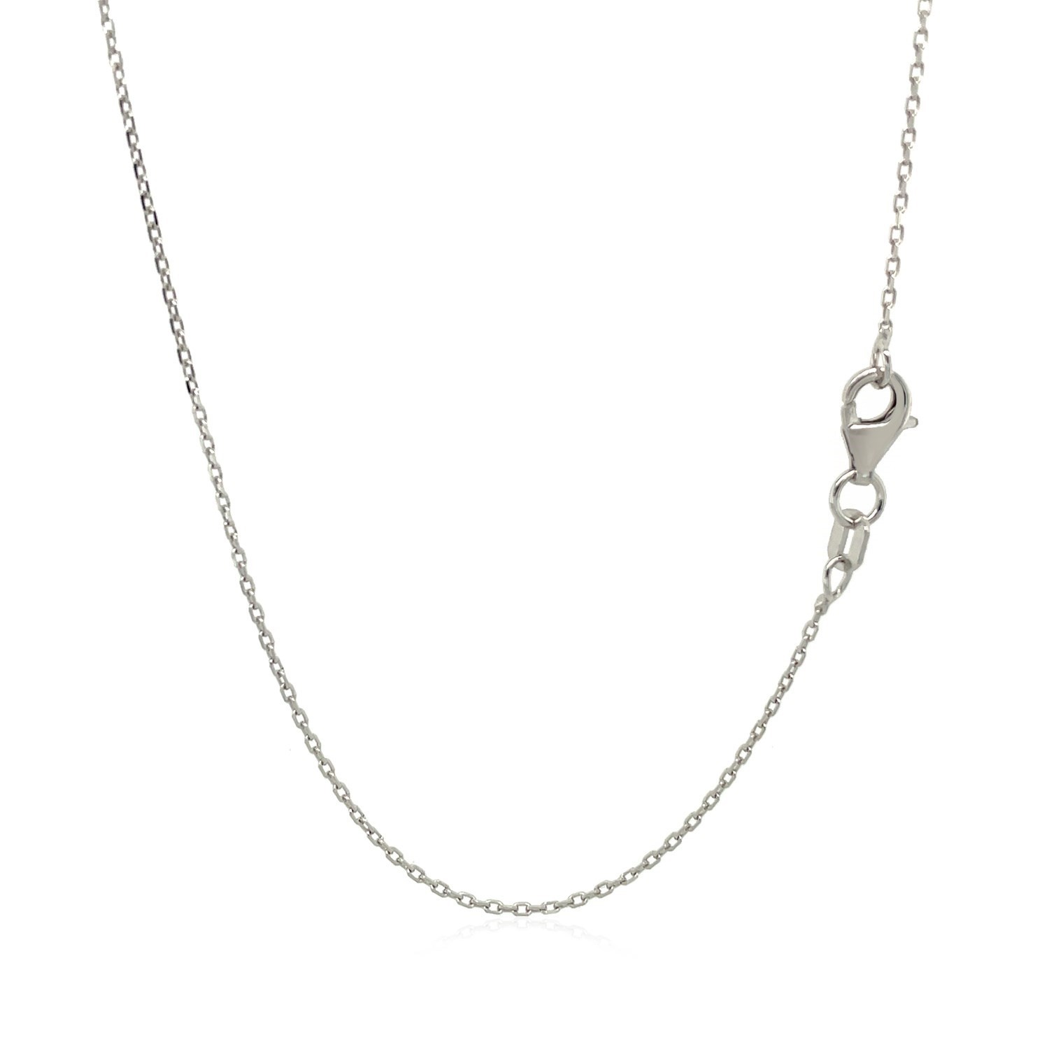 Diamond Cut Cable Link Chain, 18K White Gold, Sizes 16-18, 0.75 mm, Sparkle