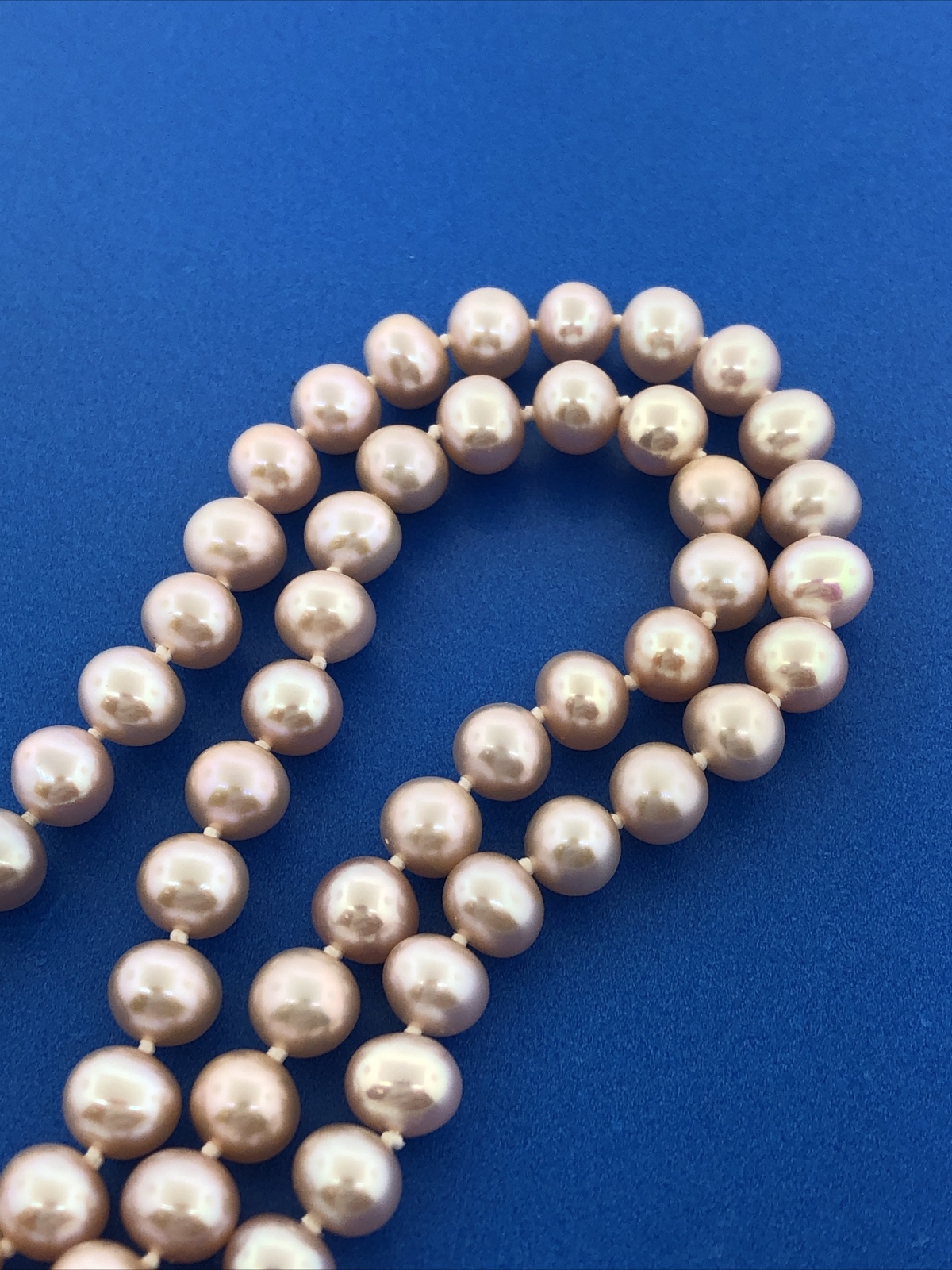 Gorgeous 14k Yellow Gold Pink 6.85mm Pearl 18″ Strand String Necklace