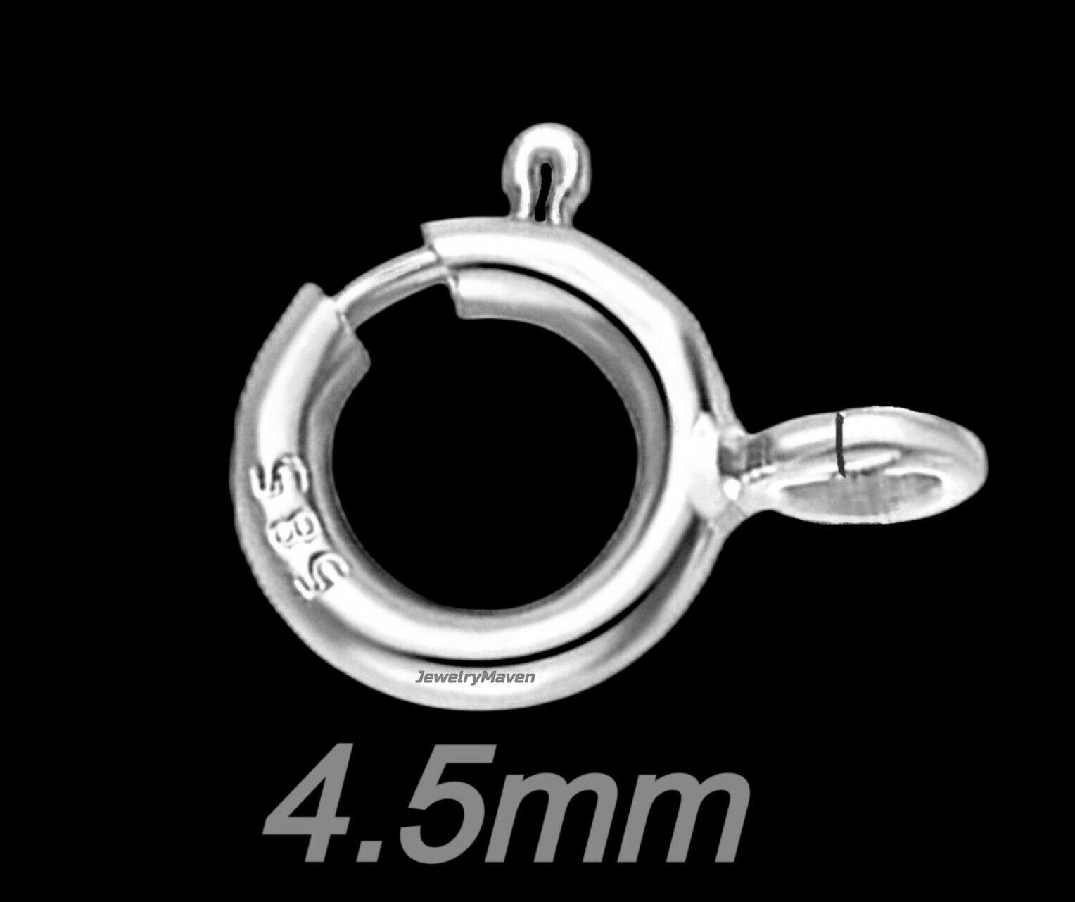 14k 1.2mm White Gold DOUBLE 4.5mm Spring Ring Clasp 0.75″ Safety Chain Extender