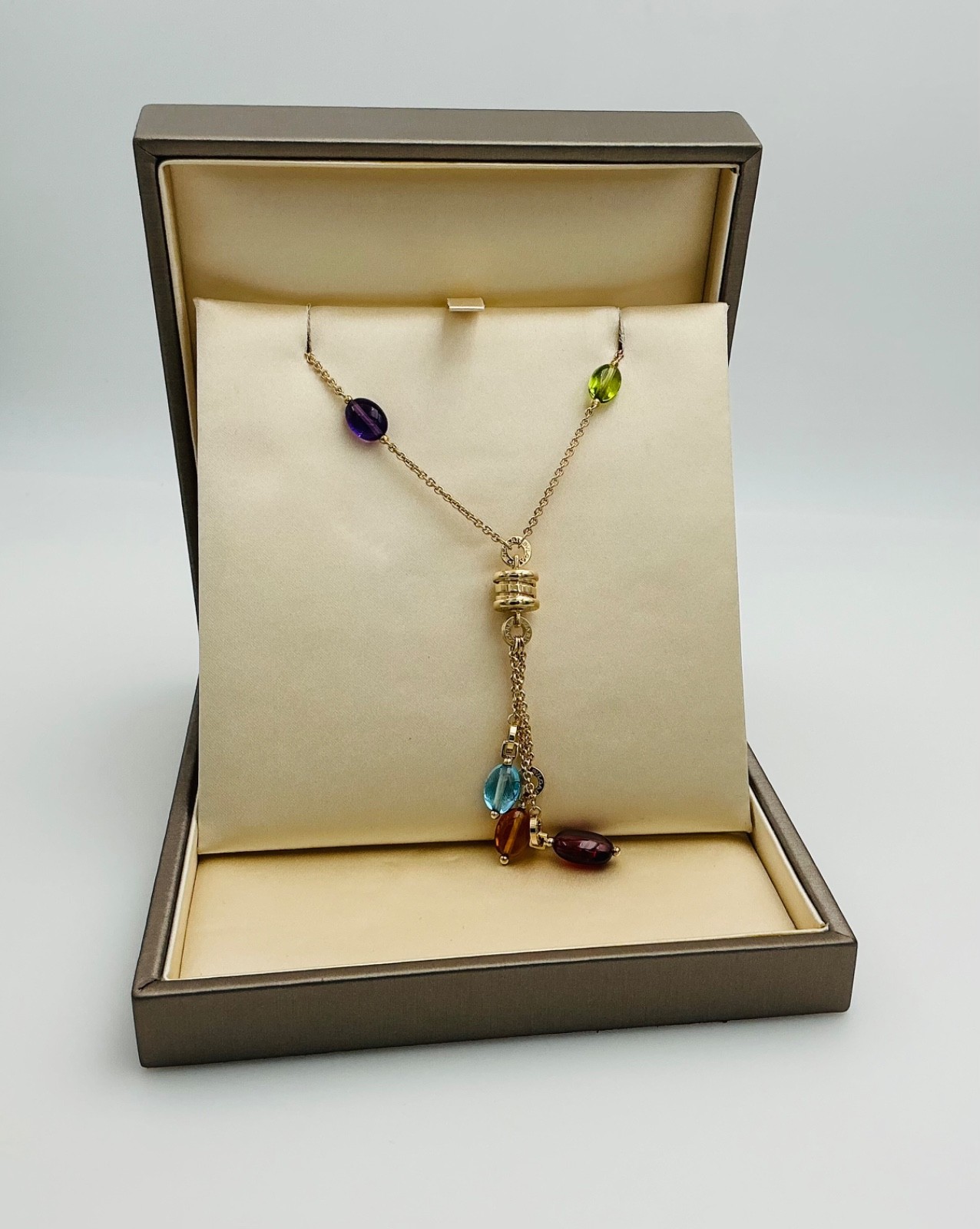 BVLGARI B.ZERO1 18K Yellow Gold Element Multistone Multi Necklace & Box Bulgari