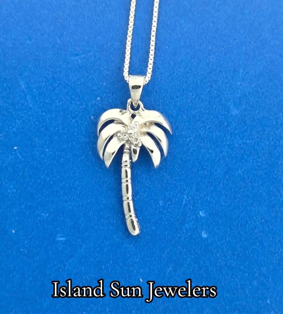 Palm Tree Pendant, Sterling Silver & Cz