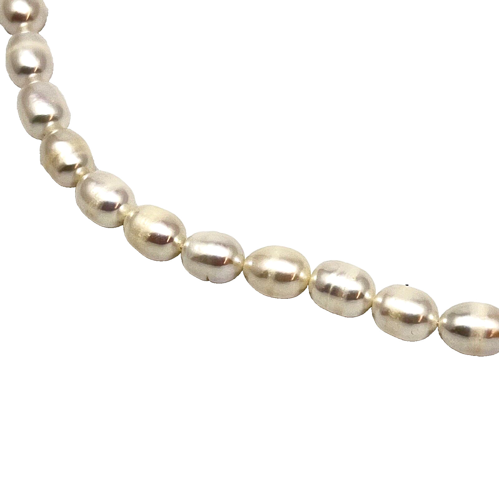 Womens Pearl Necklace Genuine Cultured Fresh Water Barrel Sterling Clasp 21in