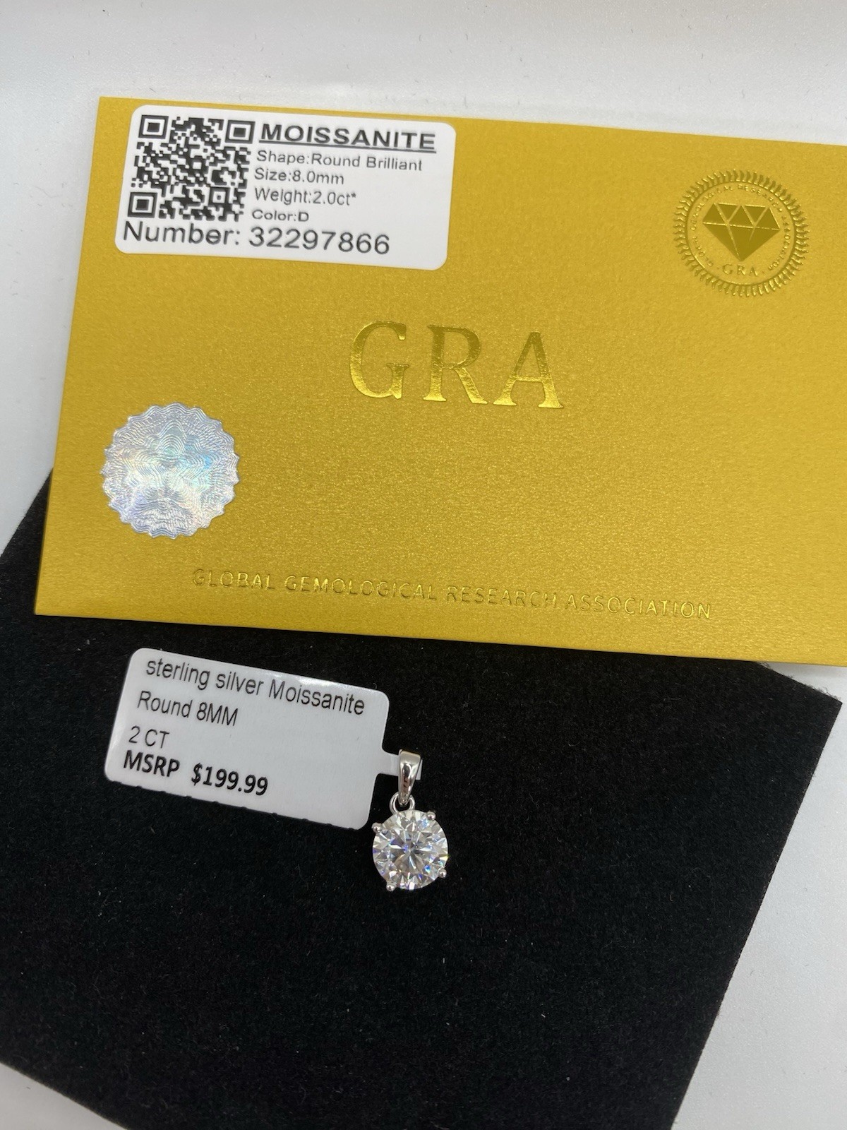 Round Moissanite 2.00CTW Solitaire Pendant – 925 Sterling Silver