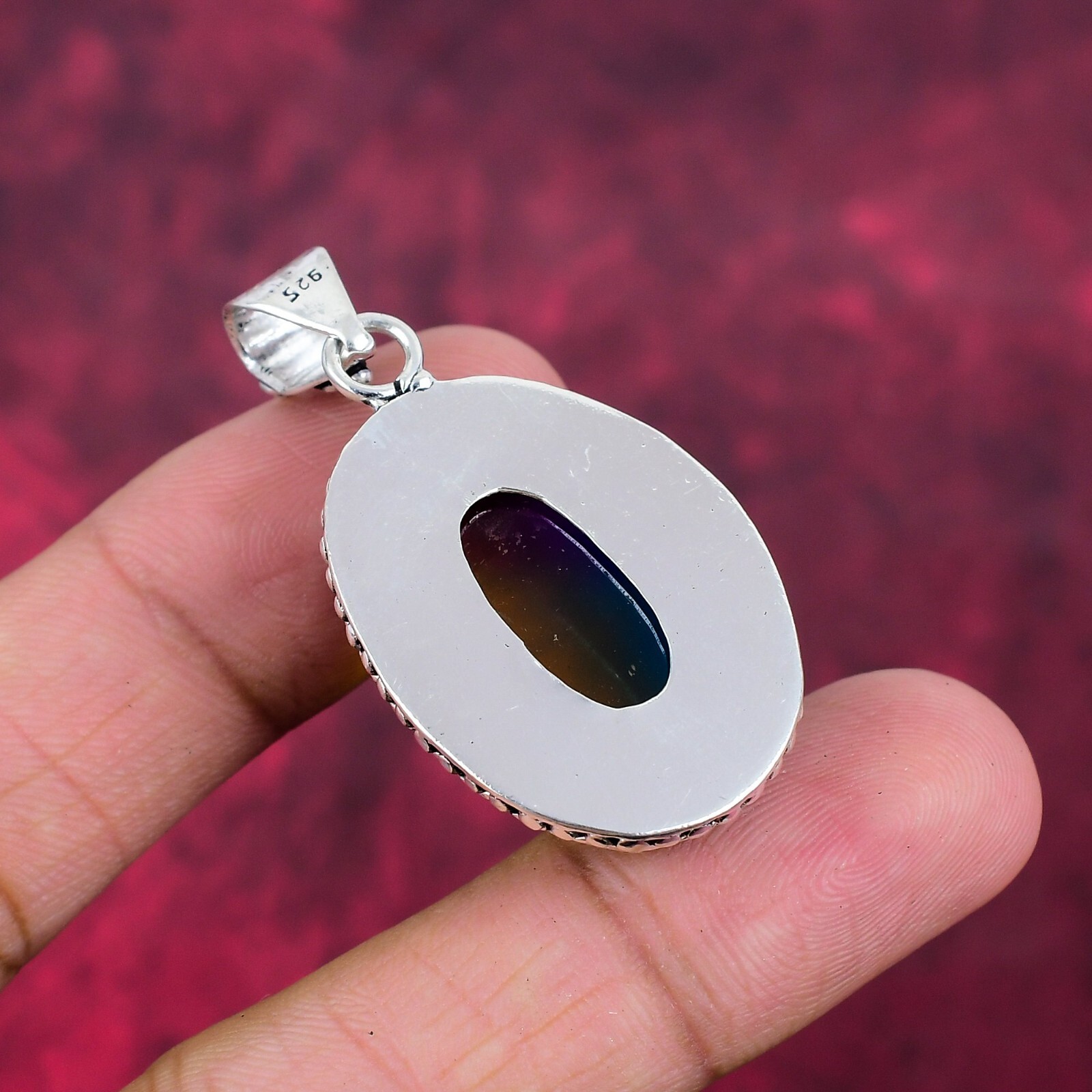 Rainbow Topaz Gemstone Handmade 925 Sterling Silver Pendant Jewelry