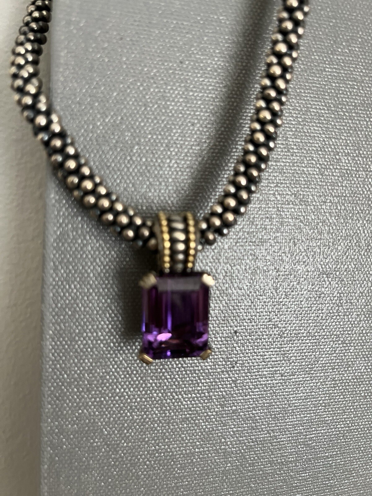 Lagos Signature Caviar Necklace w/amethyst Pendant, New No Tags