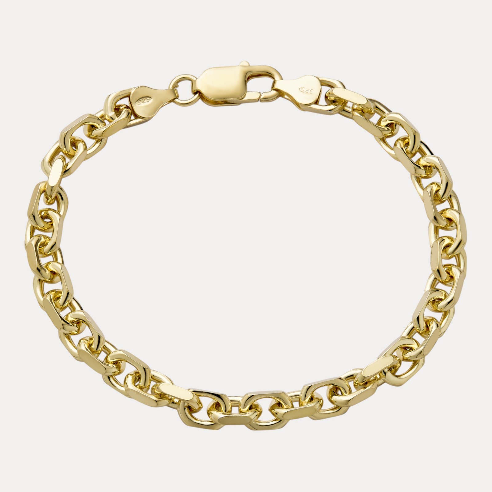 6mm Anchor Cable Bracelet – Real Solid 925 Sterling Silver Or 14k Gold Vermeil