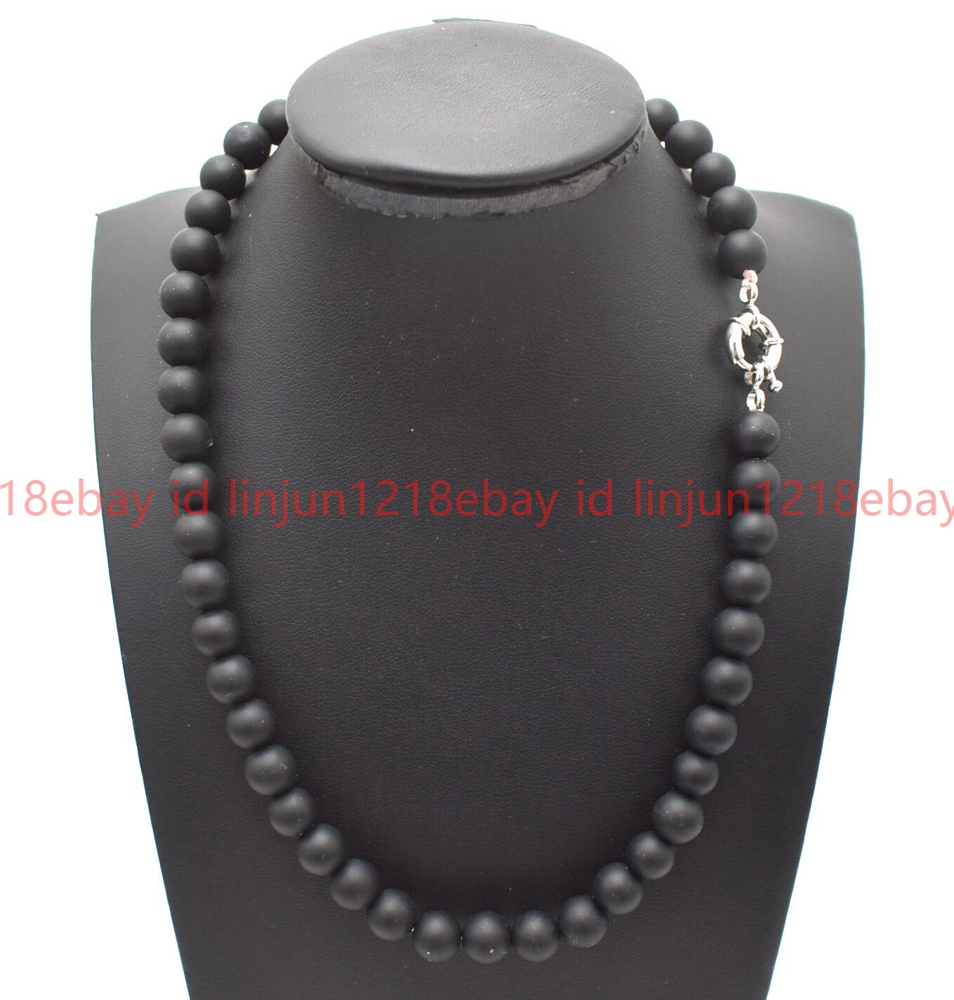 Natural Beautiful 8mm Black Matte Agate Round Gemstone Beaded Necklace 16-32in