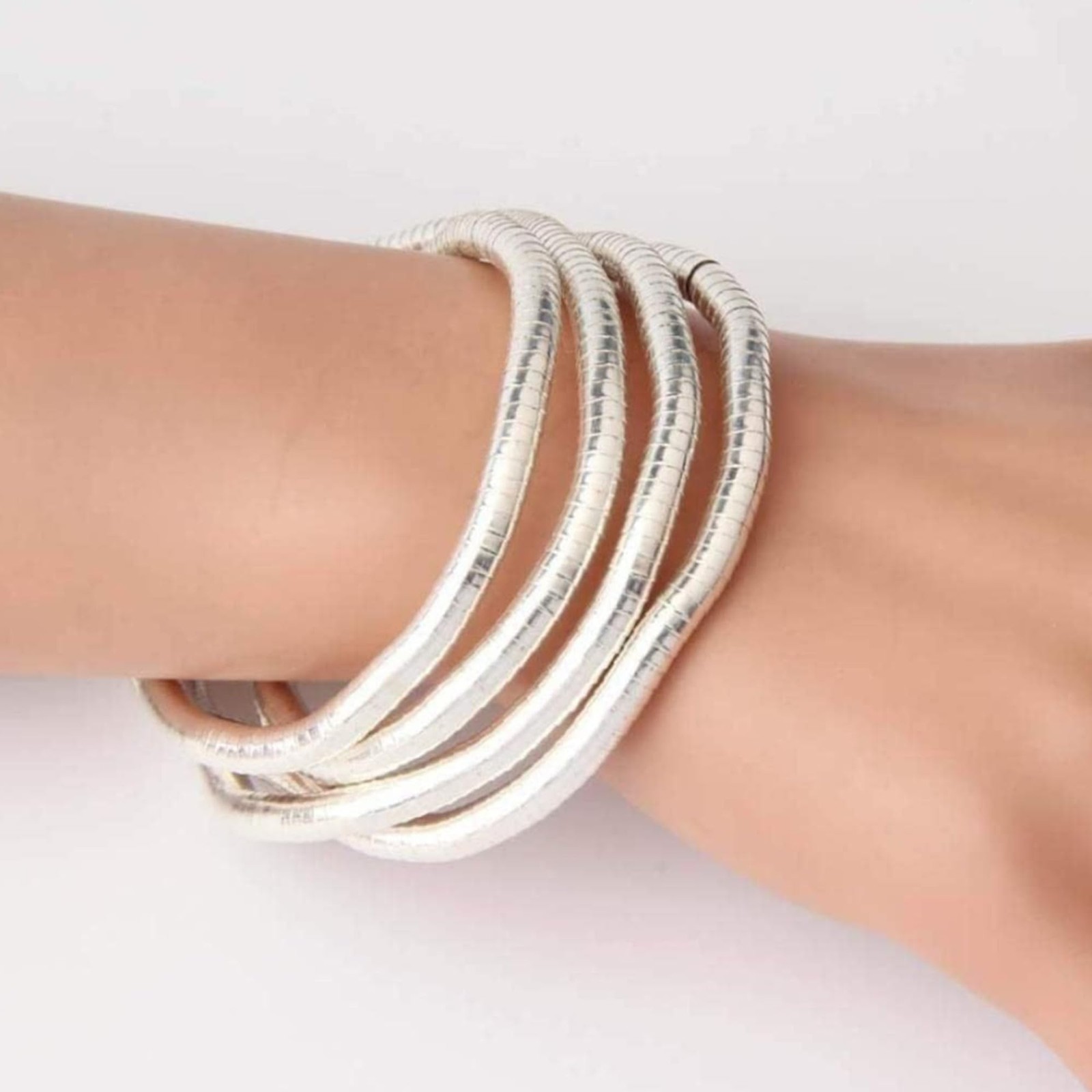 Bendable Snake Chain Versatile Silver Necklace Armband Bracelet and Choker, F…