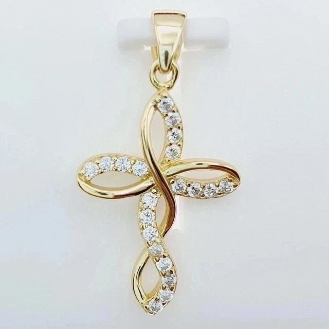 2Ct Round Lab Created Diamond Women’s Cross Pendant In 14k Yellow Gold Plated