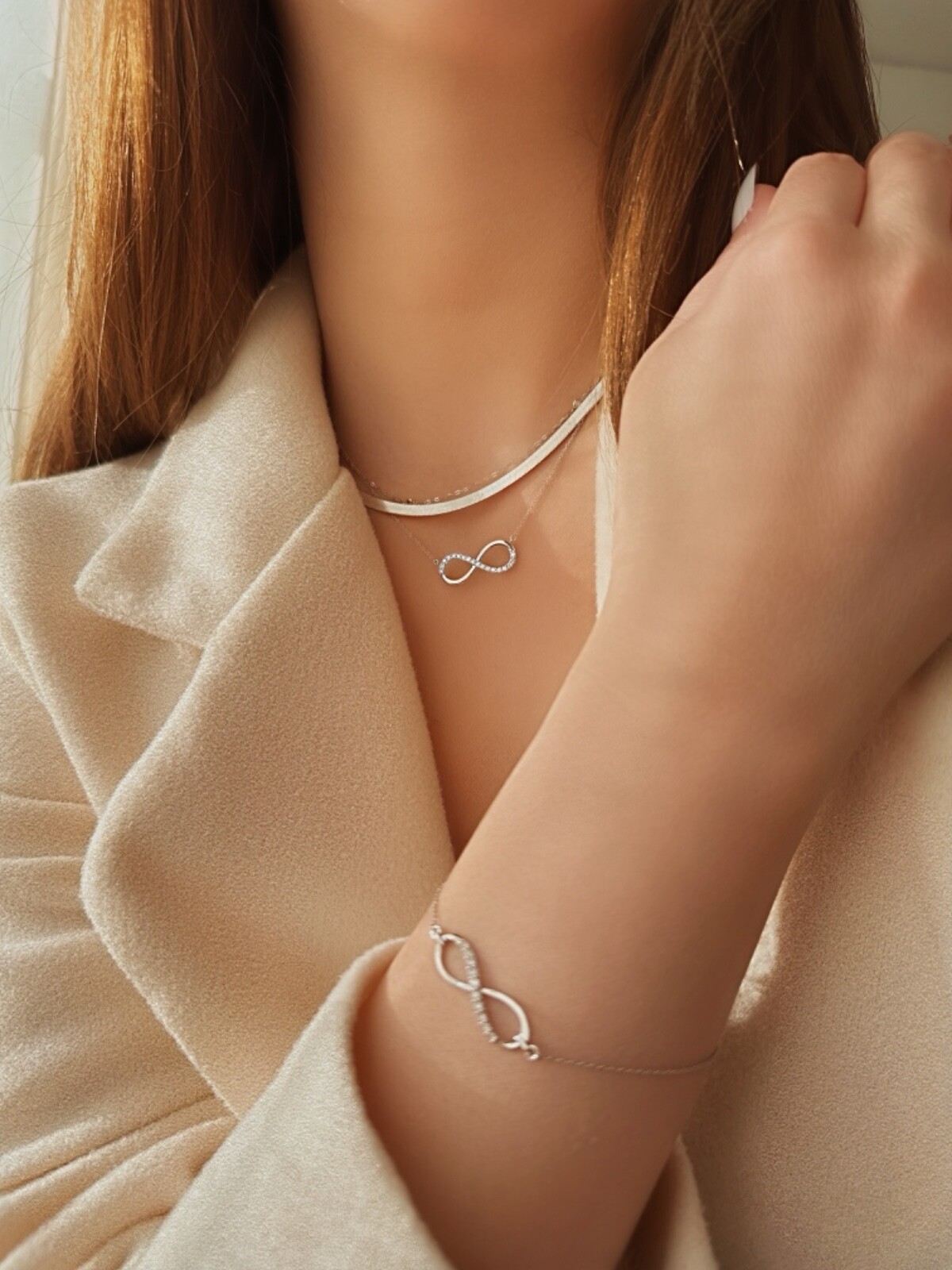 18K Solid Gold Infinity Diamond Necklace 0.20CT VS Dainty Fine Jewelry Gift