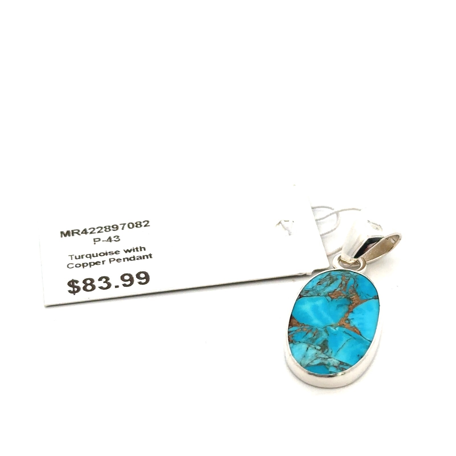 Sterling Silver Copper Turquoise Pendant (5/8 x 1 1/2 Inch) Charles Albert