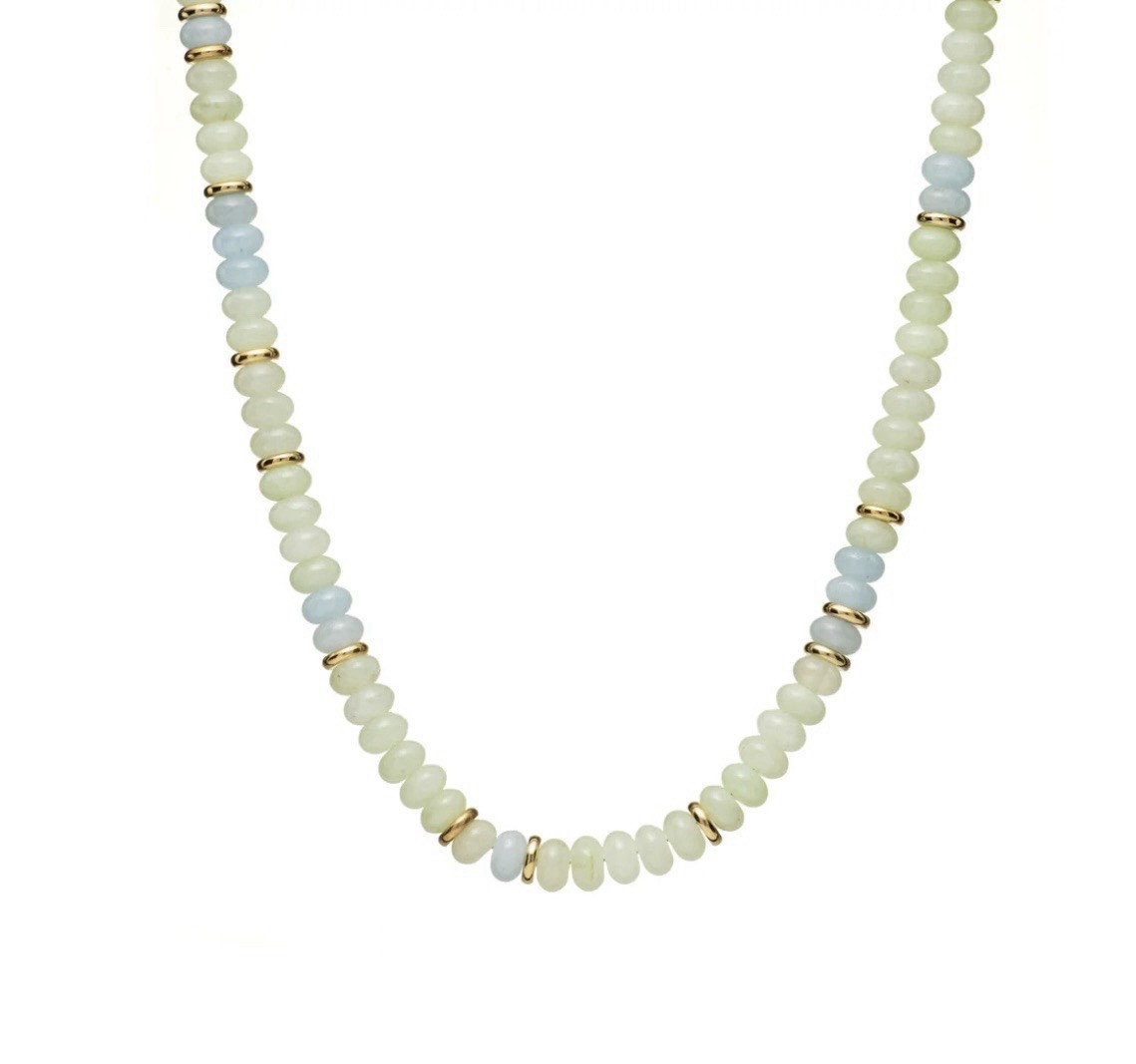 MAYAMAR Green/ Blue Quartz Gemstone Necklace 24k Gold Plated 16”